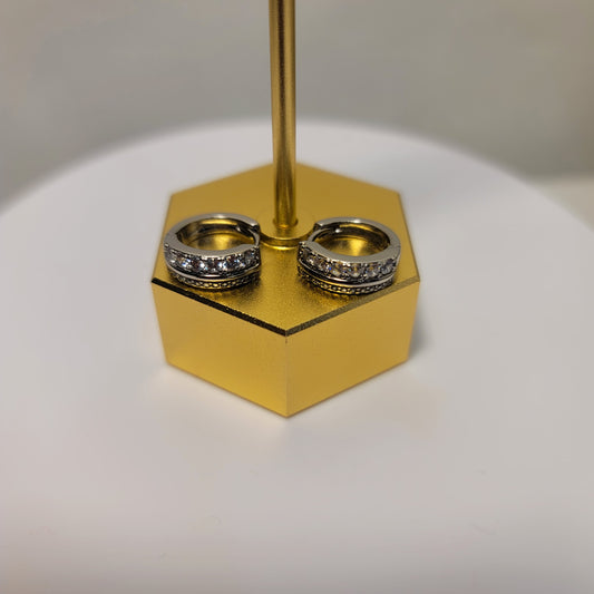 RADIANT ROW SILVER EARRINGS